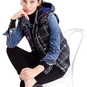 J. Crew Tartan Puffer Vest